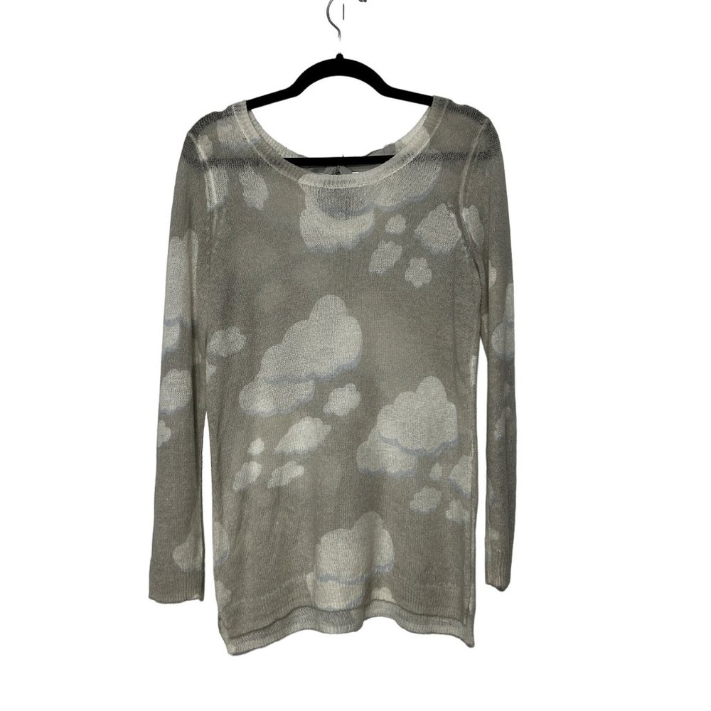 Lauren Conrad Sheer Long Sleeve Pullover Crewneck Sweater Cloud woman Small 1551